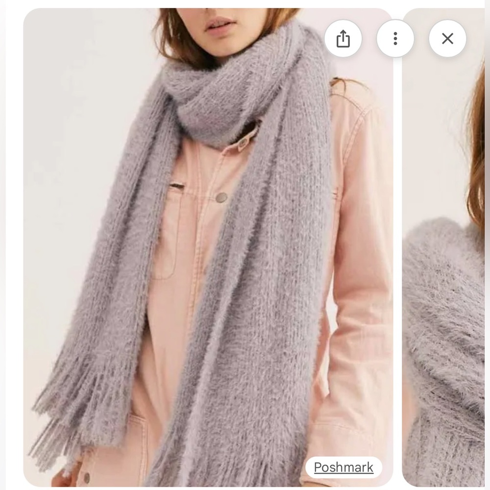 Free People Soft Gray Knit Scarf